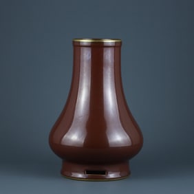 UNDERGLAZE RED GLAZE CARVED VASE