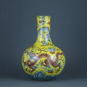 YELLOW GLAZE DRAGON PATTERN VASE