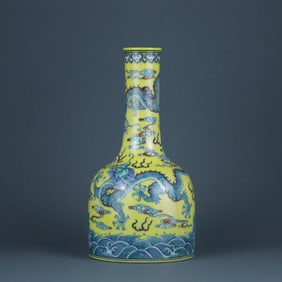 YELLOW GLAZE DRAGON PATTERN VASE