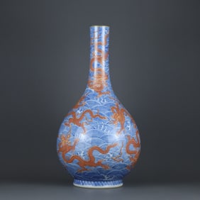 BLUE&WHITE GLAZE DRAGON PATTERN VASE