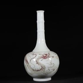 UNDERGLAZE RED GLAZE DRAGON PATTERN VASE