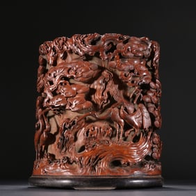 HUANGYANG WOOD CARVED BRUSH POT