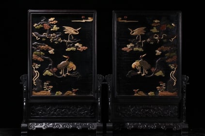 ZITAN WOOD CARVED SCREEN