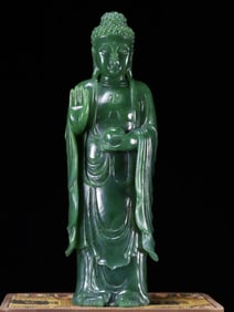 HETIAN JASPER CARVED BUDDHA STATUE