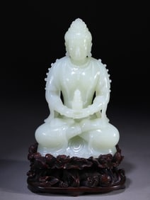 HETIAN JADE CARVED GUANYIN BUDDHA STATUE