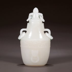 HETIAN JADE CARVED DRAGON PATTERN VASE