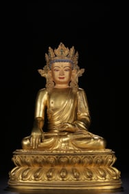 GILT BRONZE CAST VAIROCANA BUDDHA STATUE