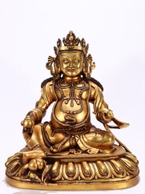 GILT BRONZE CAST JAMBHALA BUDDHA STATUE