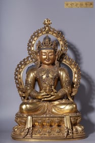 GILT BRONZE CAST AMITAYUS BUDDHA STATUE