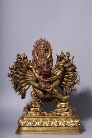 GILT BRONZE CAST YAMANTAKA BUDDHA STATUE