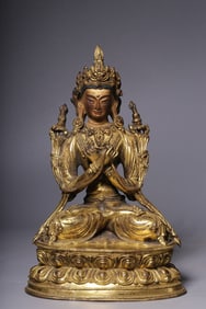 GILT BRONZE CAST VAJRADHARA BUDDHA STATUE