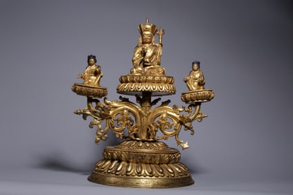GILT BRONZE CAST PADMASAMBHAVA BUDDHA STATUE