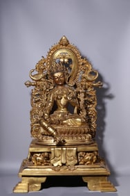 GILT BRONZE CAST TARA BUDDHA STATUE