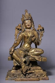 GILT BRONZE CAST TARA BUDDHA STATUE