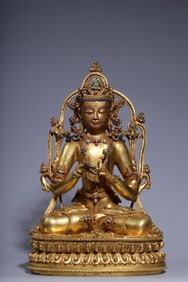 GILT BRONZE CAST AKSHOBHYA BUDDHA STATUE