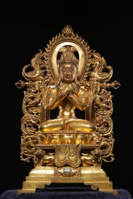 GILT BRONZE CAST AKSHOBHYA BUDDHA STATUE