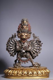 GILT BRONZE CAST YAMANTAKA BUDDHA STATUE