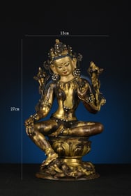 GILT BRONZE CAST TARA BUDDHA STATUE