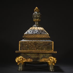 GILT BRONZE CAST DRAGON PATTERN CENSER