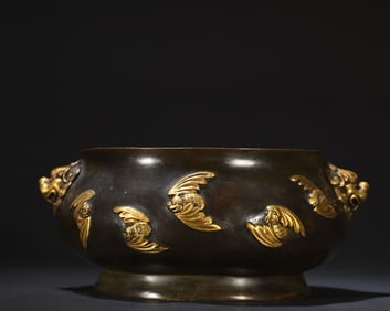 GILT BRONZE CAST LION PATTERN CENSER