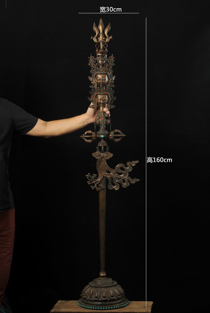 A copper-inlaid staff of Guru Padmasambhava (1 of 9)