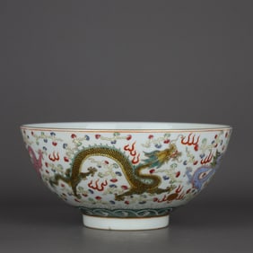 Famous-colored bowl with sea dragon pattern