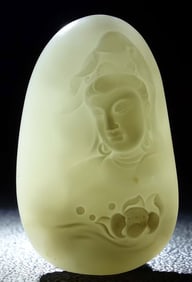 HETIAN JADE BUDDHA PATTERN PENDANT