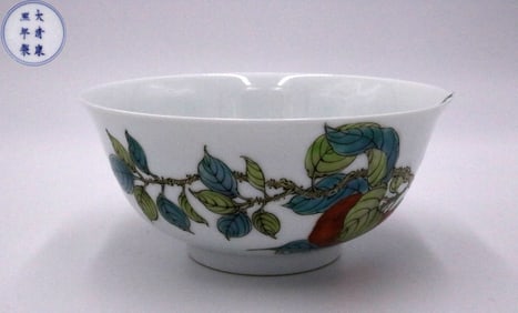 KANGXI MARK WUCAI GLAZE FLOWER PATTERN BOWL