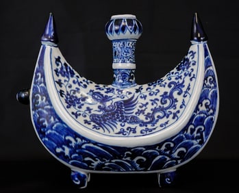 BLUE&WHITE GLAZE CONTAINER WITH PATTERN