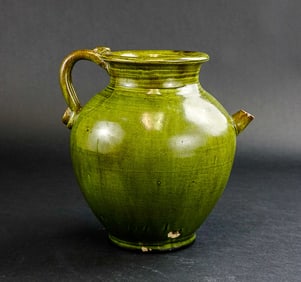 GREEN GLAZE WITH PATTERN POT
