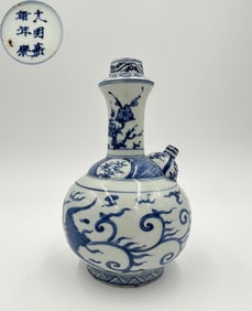 JIAJING MARK BLUE&WHITE GLAZE PHOENIX PATTERN VASE