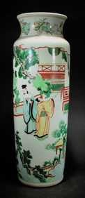 SHUNZHI MARK WUCAI GLAZE FIGURE PATTERN VASE