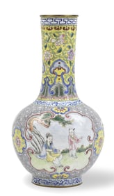 COPPER FIGURE STROY PATTERN VASE