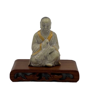 SOAPSTONE CARVED ARHAT STATUE