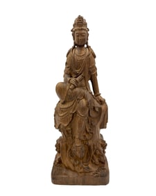 CHENXIANG WOOD CARVED GUANYIN BUDDHA STATUE