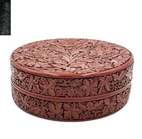 JIAJING MARK RED LACQUER FLOWER PATTERN BOX