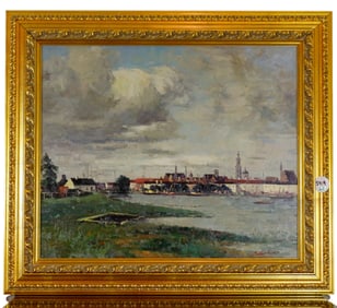 OIL ON CANVAS LANDSCAPE EUROPEAN CITY