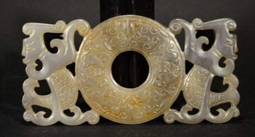HETIAN JADE CARVED DRAGON PATTERN TABLET