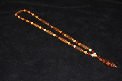 Old-style Tibetan pearl barrel necklace