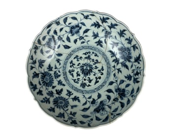 YONGLE PERIOD BLUE&WHITE GLAZE FLOWER PATTERN BOWL
