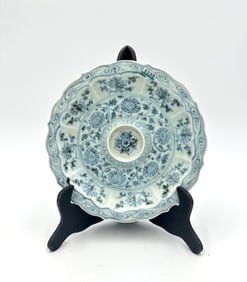 BLUE&WHITE GLAZE FLOWER PATTERN FLOWER PLATE