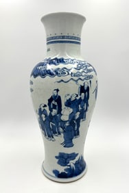 BLUE&WHITE GLAZE FIGURE STORY PATTERN VASE
