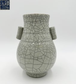 QIANLONG MARK GE WARE GLAZE DOUBLE EAR VASE