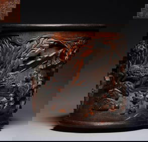 BAMBOO CARVED BRUSH POT