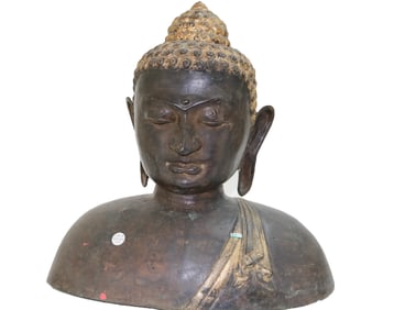 GILT BRONZE BUDDHA STATUE HALF BODY