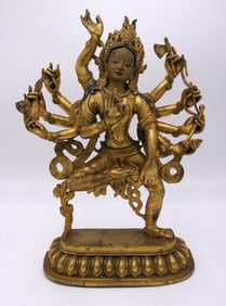 GILT BRONZE CAST TARA BUDDHA STATUE