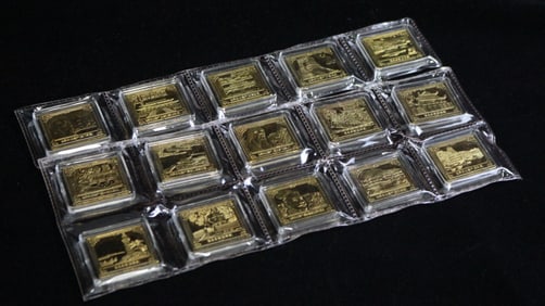 A set of Chinese World Cultural Heritage Commemorative Gold Bricks