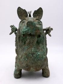 BRONZE CAST BEAST VASE