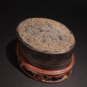 Ancient pattern double dragon lid inkstone