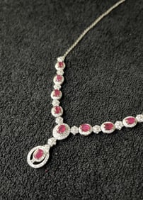 Unburned pigeon blood red necklace from Mogok, Myanmar